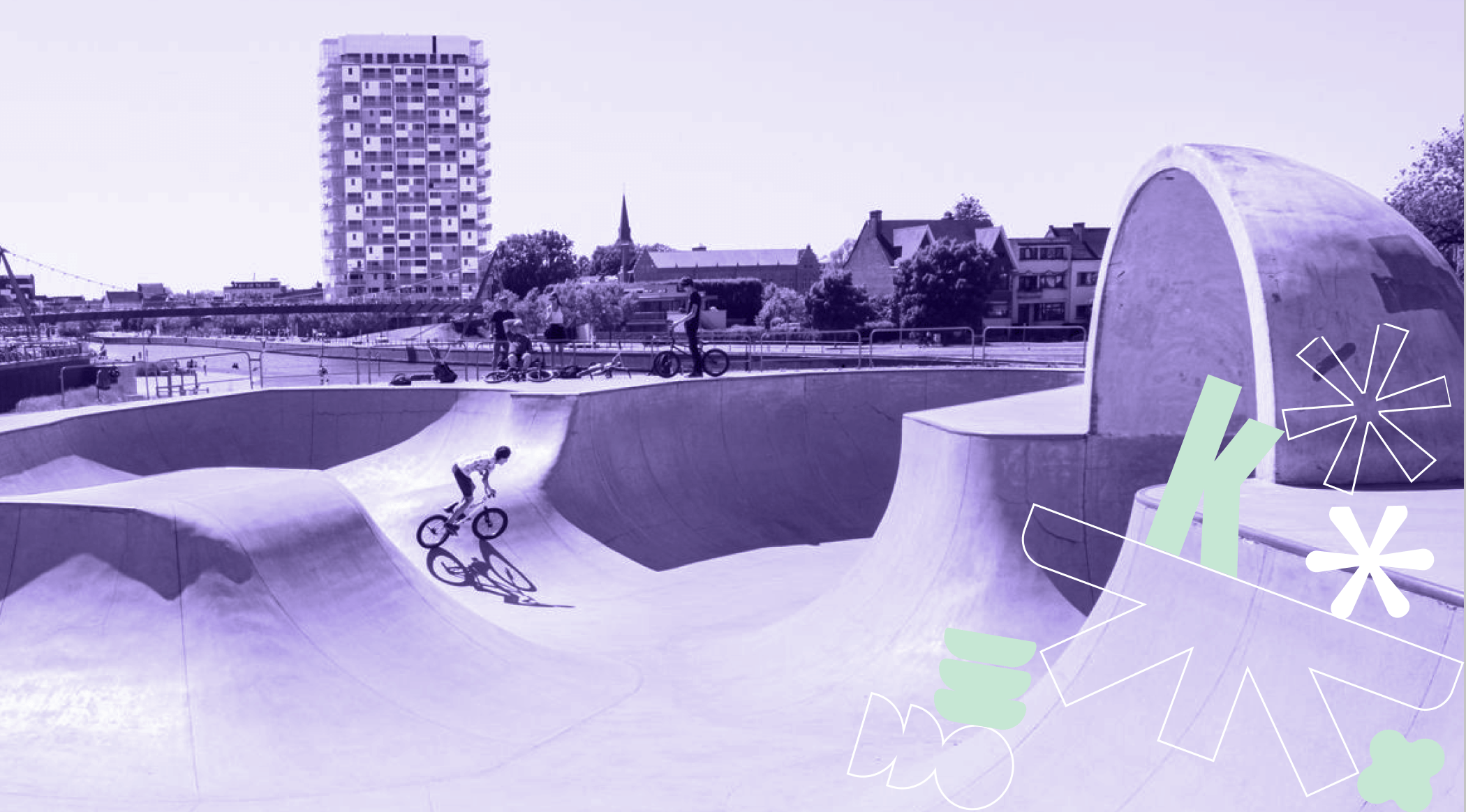 skatebowl van kortrijk met paarse filter