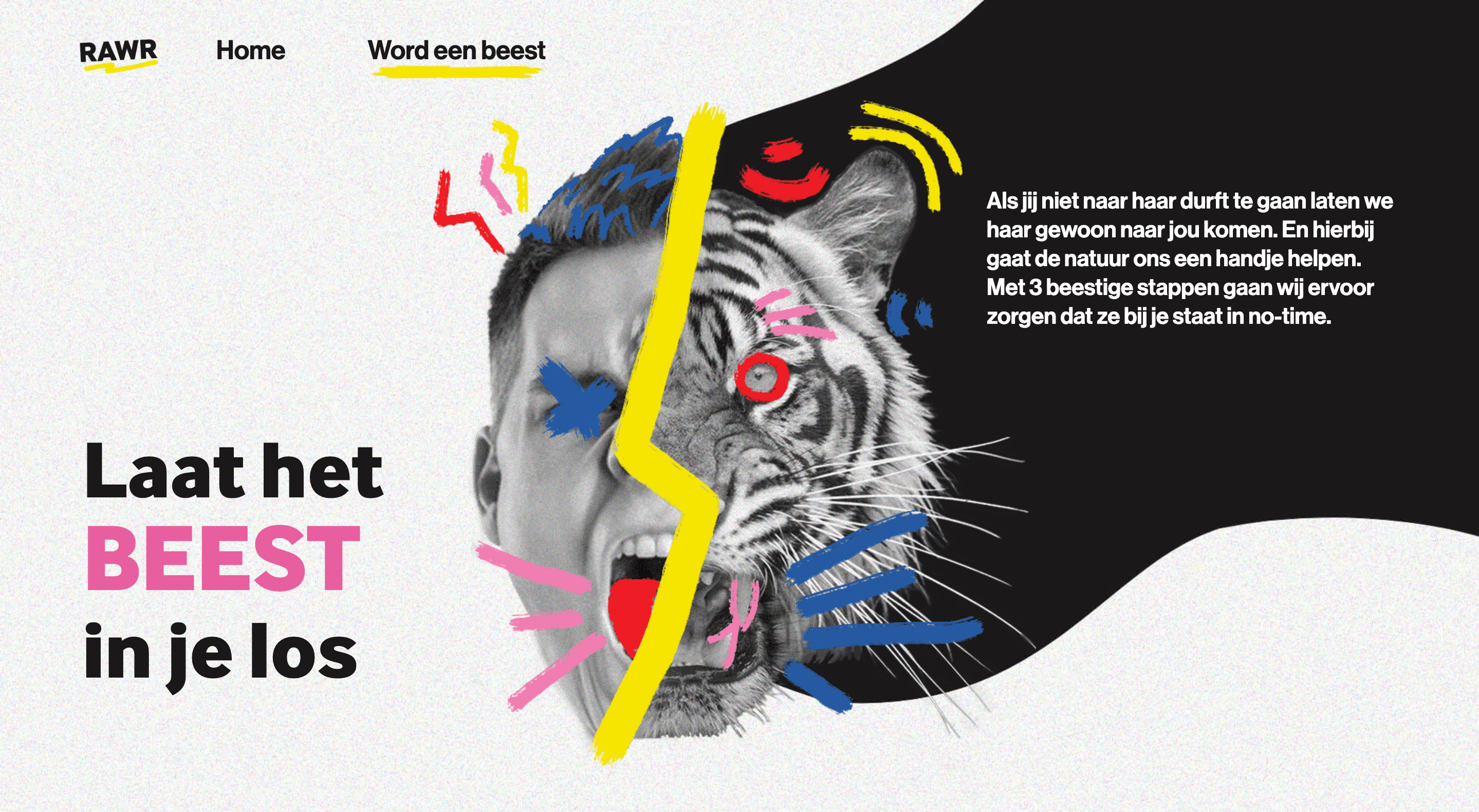 headerbeeld van Rawr! Met gezicht half mens, half tijger