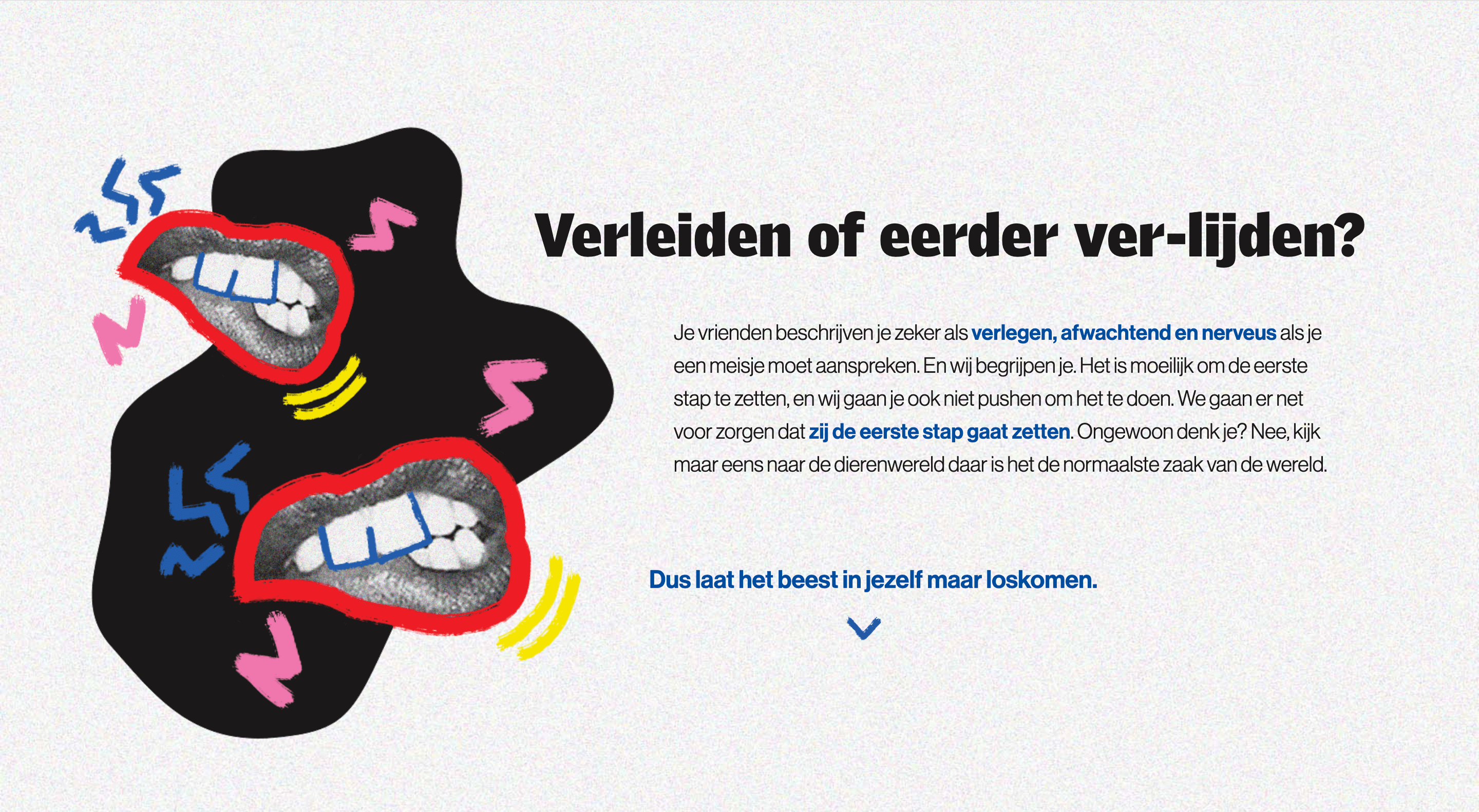 beeld verleiden / ver-lijden, lippen van iemand die stress heeft bewerkt met brushes