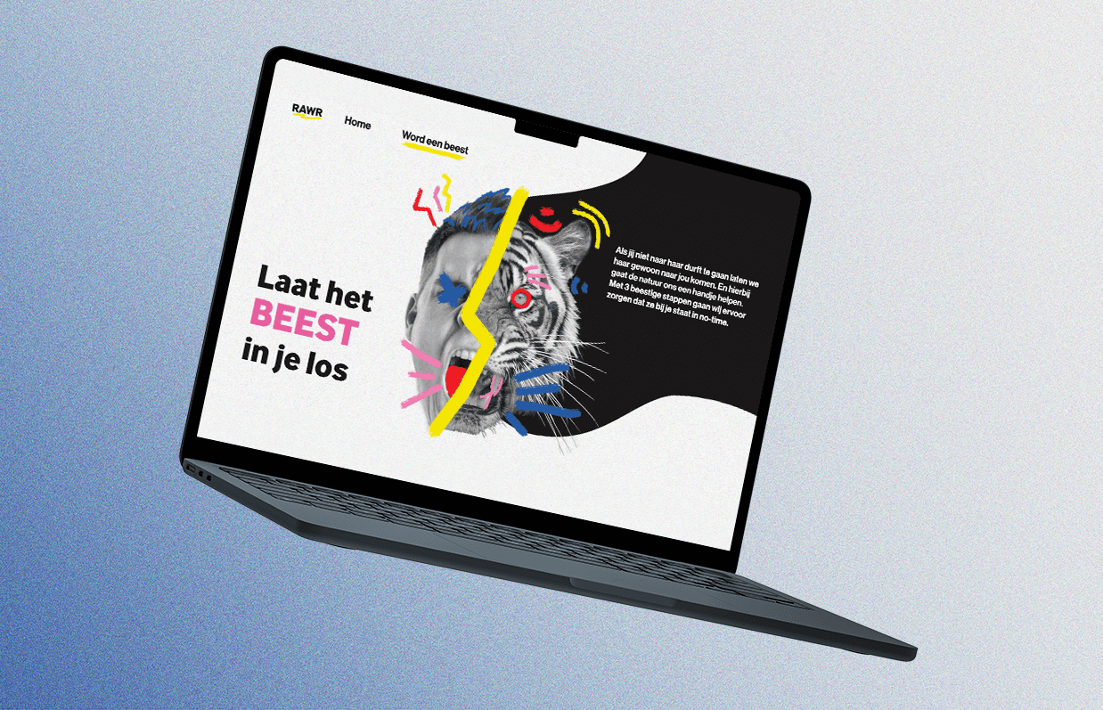 headerbeeld rawr! in laptop mockup