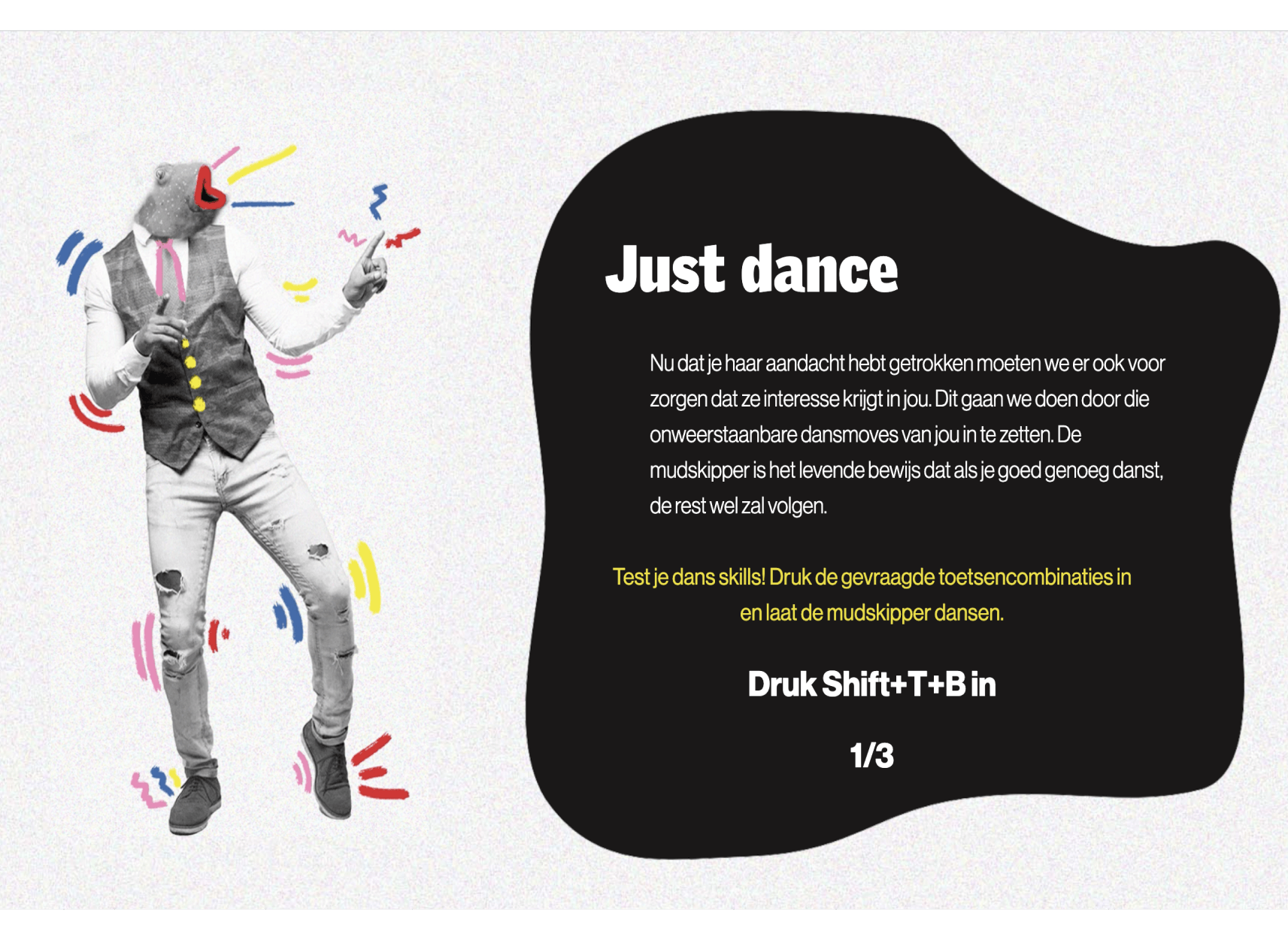 scherm interactieve test met dansende mudskipper